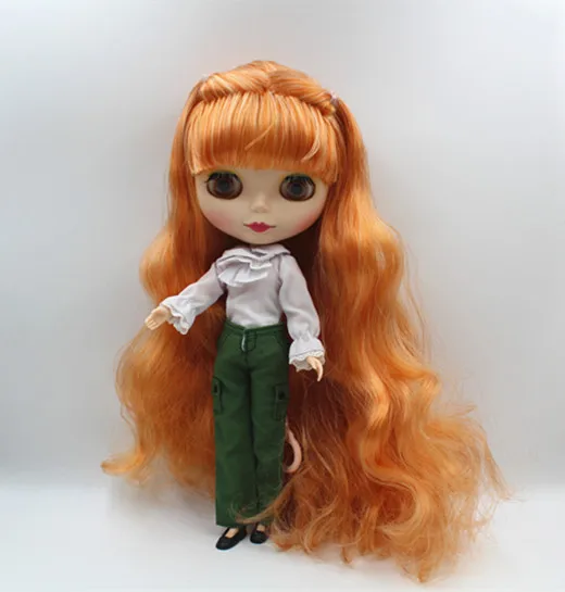 Blygirl Blyth doll Nude doll orange white bangs dolls can close your eyes frosted mask 1/6 multi-joint body dolls