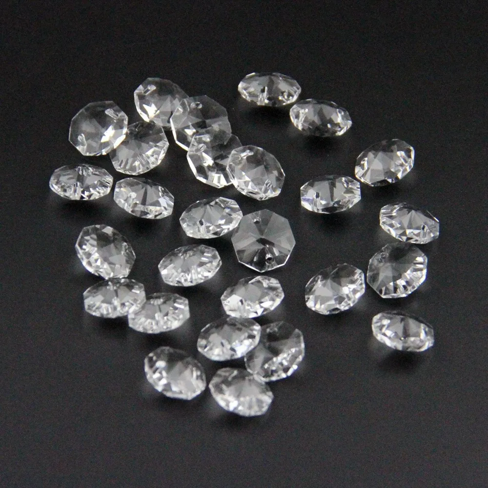 1000pcs/lot 14mm Crystal Acrylic Octagon Beads Clear Loose Beads For Strand Garland Crystal Chandelier Parts For Home Decoration