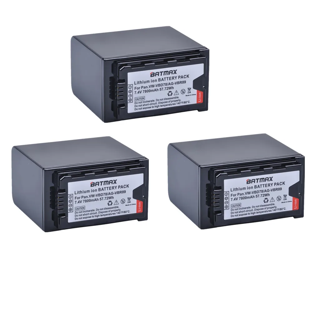 

Bamtax 3pc 7800mAh VW-VBD78 VBD78 Battery for Panasonic VW-VBD58 VBD29 VBR89 Batteries AJ-HPX260MC,HPX265MC,PX270,PX298,HC-X1500