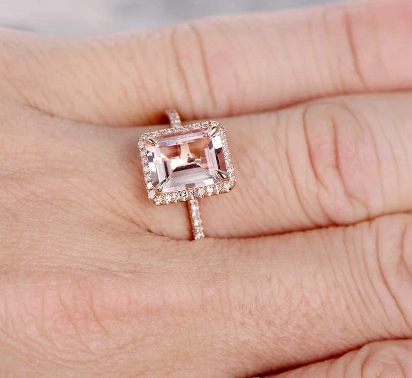 Drop Shipping Luxury Jewelry 925 Silver&Rose Gold Fill Princess Cut AAA Cubic Zirconia Office Party Wedding Band Ring for Women