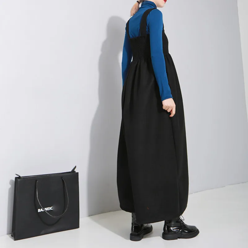 Women\'s Loose Wide Leg Jumpsuit and Romper, Woolen Overalls, Black Pants, Plus Size, Autumn, Winter, New Fashion,2025