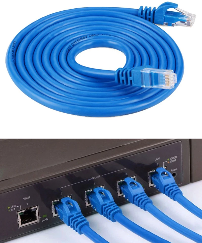 Szybki pełna miedź CAT 6E 8pin kabel sieciowy Ethernet RJ45 Patch LAN Cord 1/ 1.5/2/3/5/10/15/20m dla PC Laptop Router