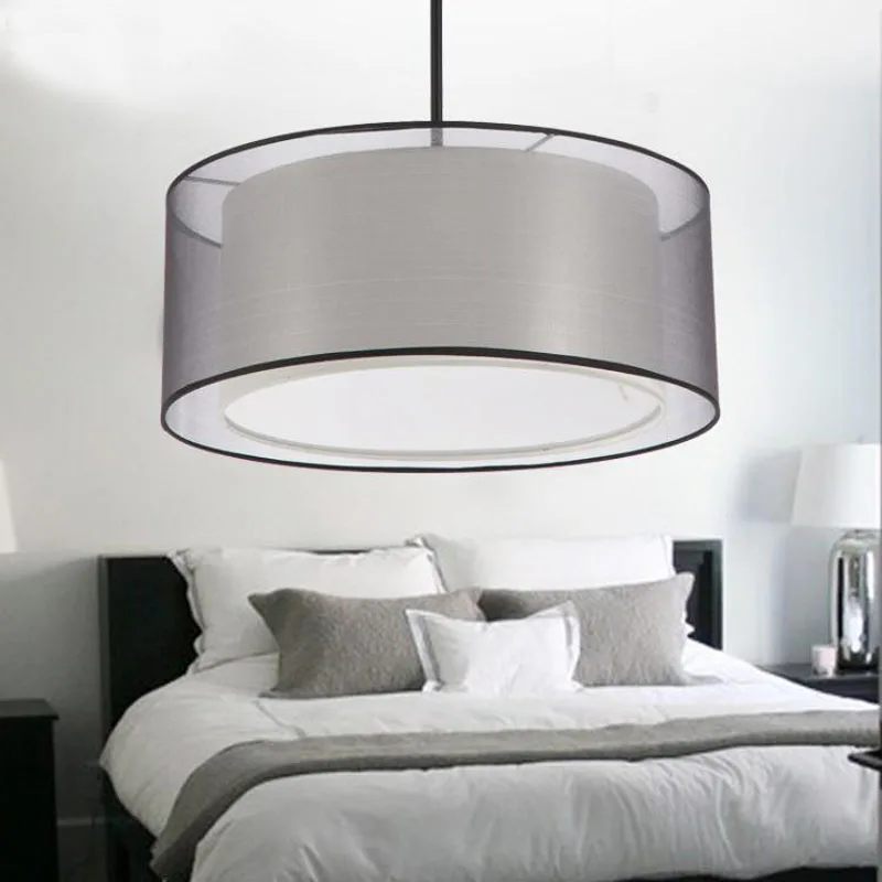 

Modern simple droplight dinning living bed room bedroom fabric chandelier light lamp round drum cloth fabric hanging lamp light