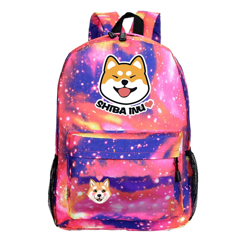 Novo padrão de viagem sacos de moda livro mochila para adolescentes bonito do cão shiba inu crianças meninos meninas de volta à escola presente mochila