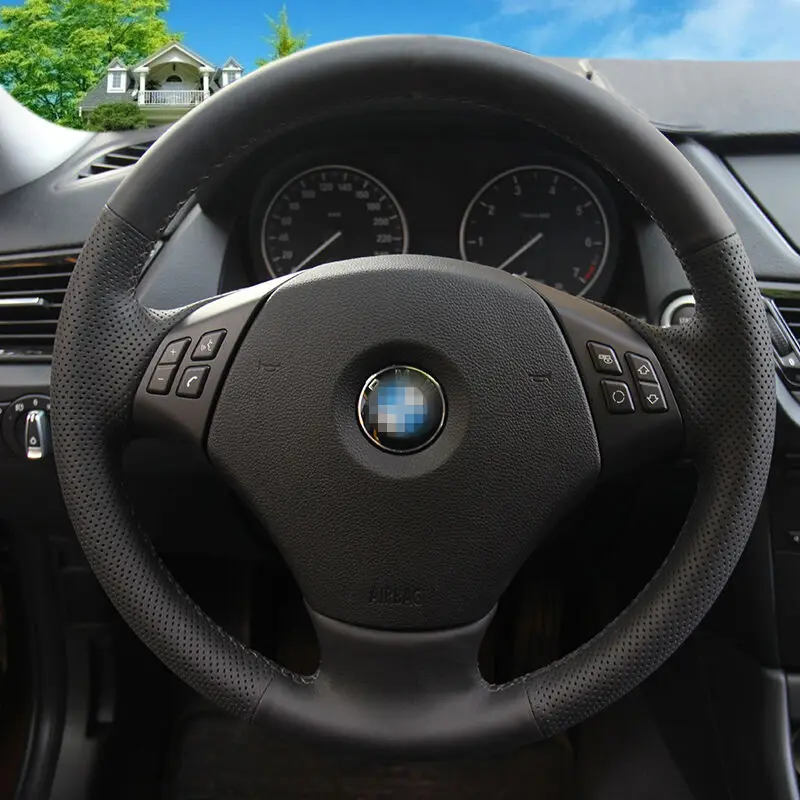 

Shining wheat Black Artificial Leather Car Steering Wheel Cover for BMW 320 318i 320i 325i 330i 320d E90 X1 328xi 2007