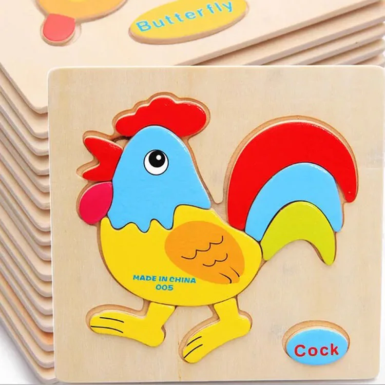 3D Wooden Puzzle Jigsaw Toys For Children Wood 3d Cartoon Animal Puzzles Intelligence Kids Early Educational Toys for children