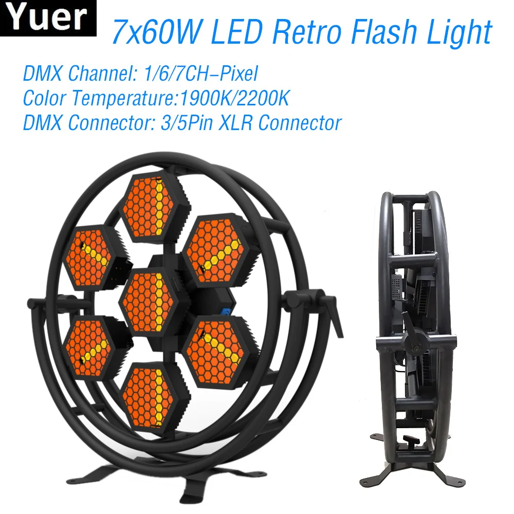 

New 7x60W LED Retro Flash Light 1/6/7Channel DMX512 DJ Sound Party Equipment flashing lights dance club Disco Stage Effect Light