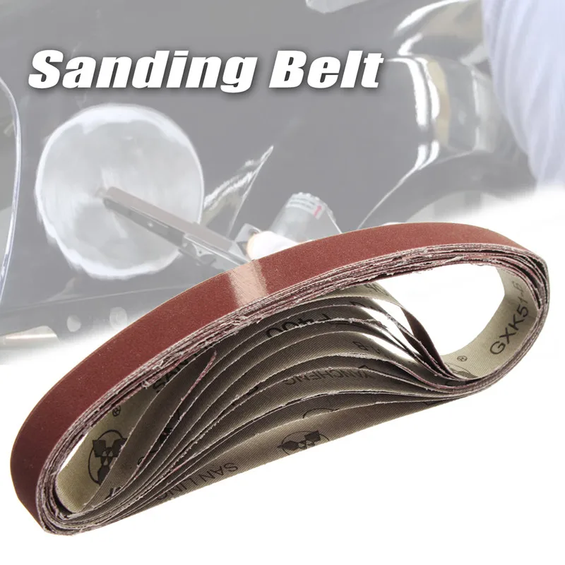 

10Pcs 15x452mm Sanding Belt 60-600 Grit for M10 Sander Adapter Polishing Machine Abrasive Tools