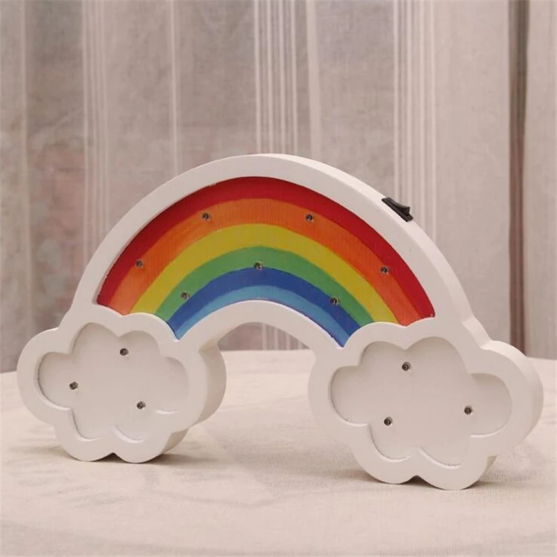 Lámpara de arco iris de madera colorida para niños, Homw LED para luz de noche, decoración de cabecera, lámpara de luz nocturna para niños, regalo