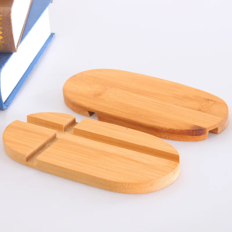 100Pcs/Lot Bamboo Phone Holder For Desk Mobile Phone Tablet Lazy Holder Universal Cellphone Bracket Portable Wooden Support