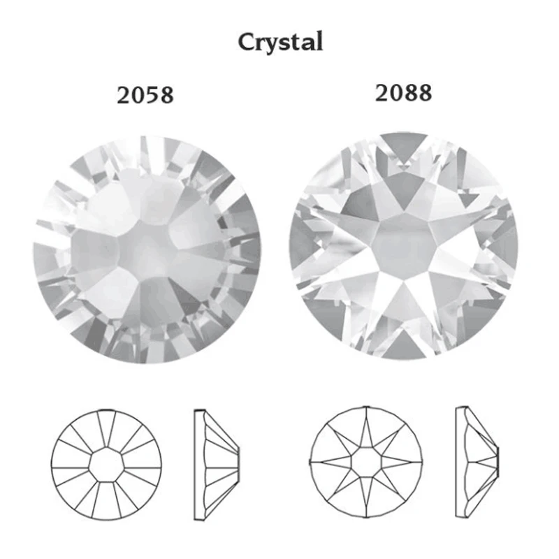 Hotselling kolor błyszczący czarny kryształ 8 duży + 8 małych faset cięcia Rhinestone Crystal Flatback bez mocowania na gorąco dekoracje ze strasu