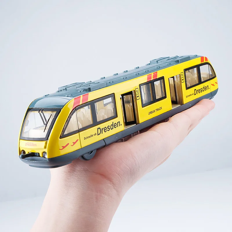 Exquisite 1:64 city subway alloy model,simulation die-cast sound and light pull back train toy, children\'s gift,free shipping