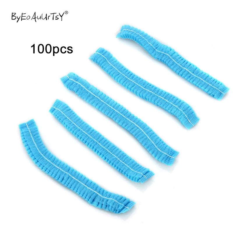 100pcs Disposable Pleated Elastic Mesh Shape Non-woven Bath Hat For Eyelash Extension Clear Waterproof Hair Hat Shower Cap