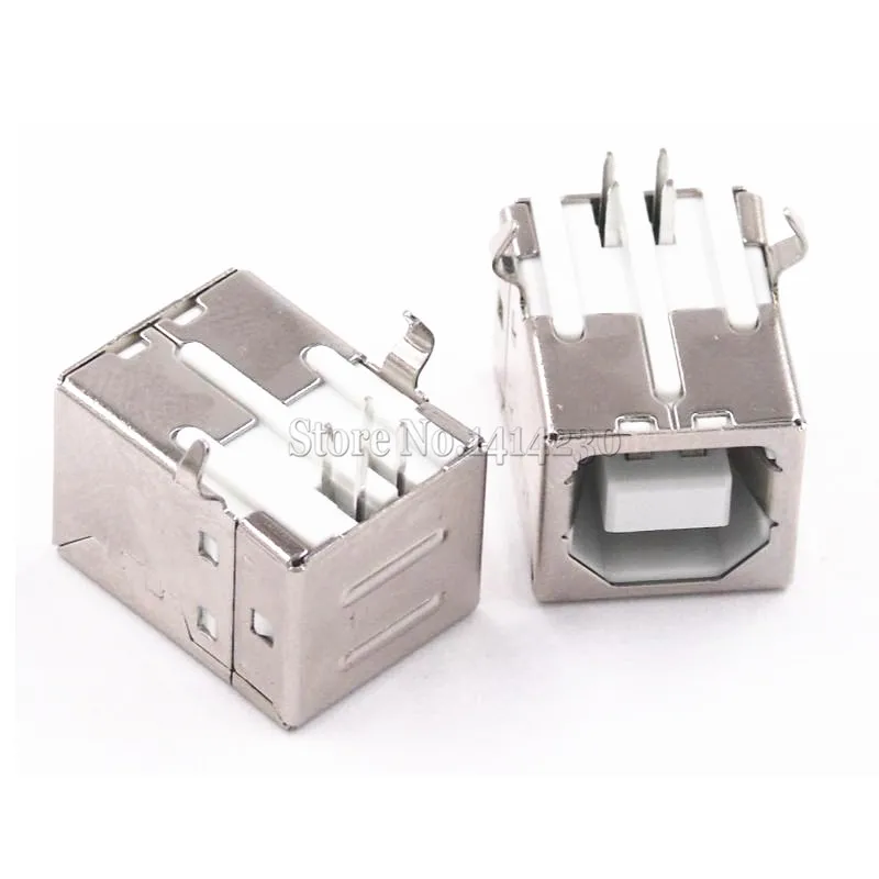 10Pcs Square USB socket usb B Type Female 90 degree PCB welding parent Connector For Printer Data