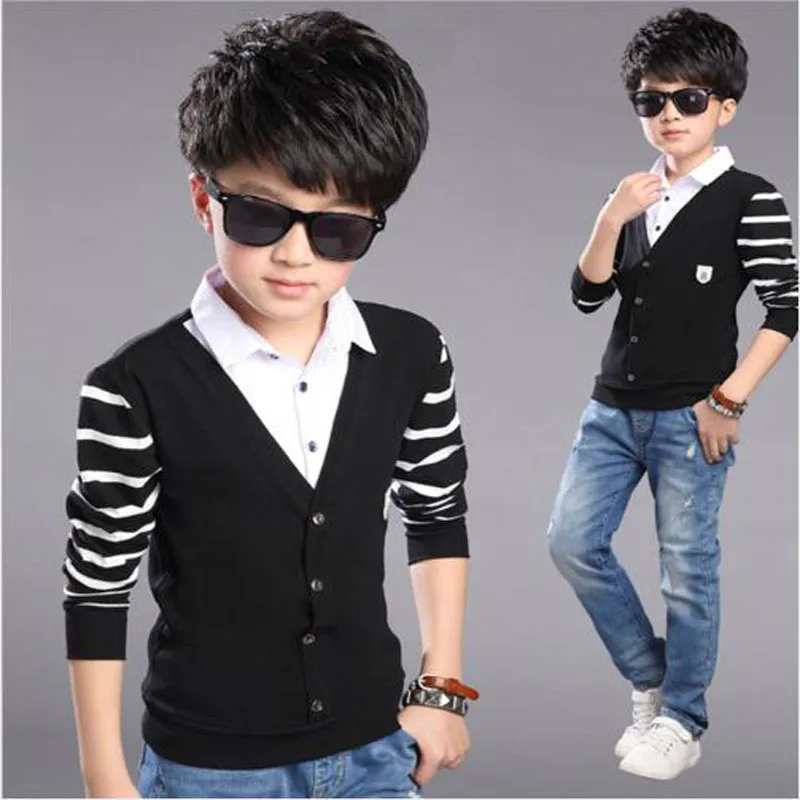 Boys clothes children knitted T Shirt teenage spring Clothes baby boys long sleeve shirt boys jacket 4-13T kids Fall warm jacket