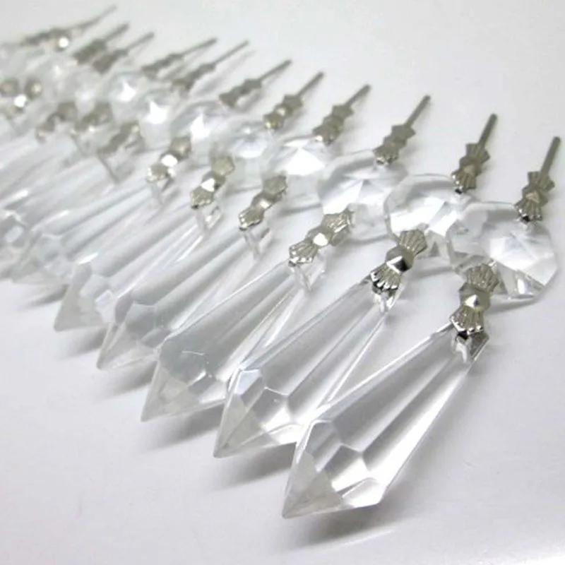 

15PCS CLEAR GLASS ICICLE CHANDELIER 60mm CRYSTAL PRISMS PENDANT SILVER BOW TIES For BIRTHDAY WEDDING CAKE TOPPER, WEDDING DECORA