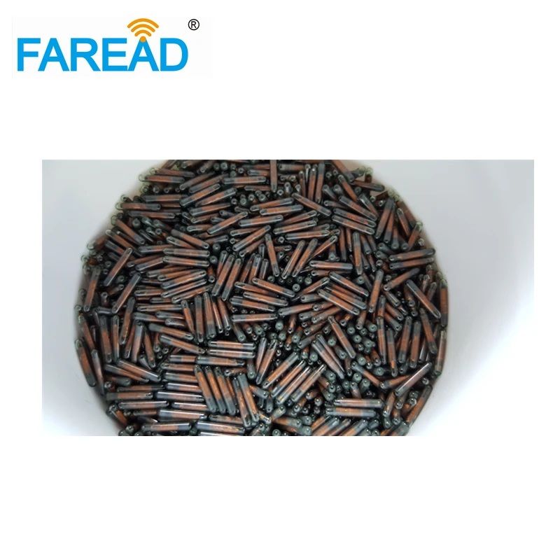X30pcs 1.4*10mm EM4305 LF microchip de etiqueta de vidro 134.2Khz FDX-B, microtransponder para identificação de gado