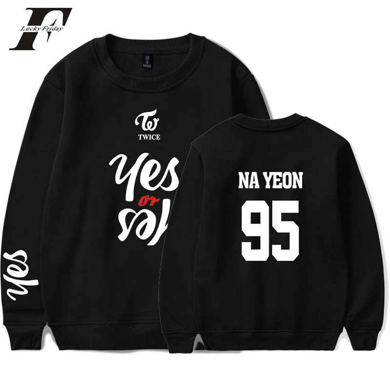 latest TWICE YES OR YES fashion capless Sweatshirts hoodies casual men women round neck Long Sleeve Sweatshirt pullover tops 4XL