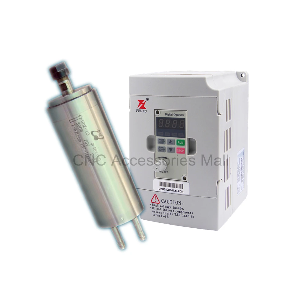 

Water Cooled Spindle Motor 300W ER8 AC75V GDZ-12 & 1.5kw DZB280B001.5L2DK VFD inverter variable frequency driver