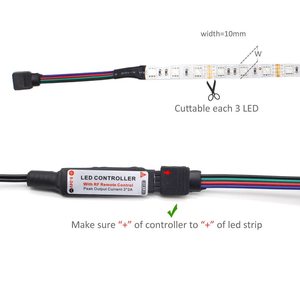 LED Strip Light 12V RGB SMD 5050 RF Wireless Remote SATA Interface 1M 2M LED Stripe Tape Ribbon for PC Computer Case Lighting