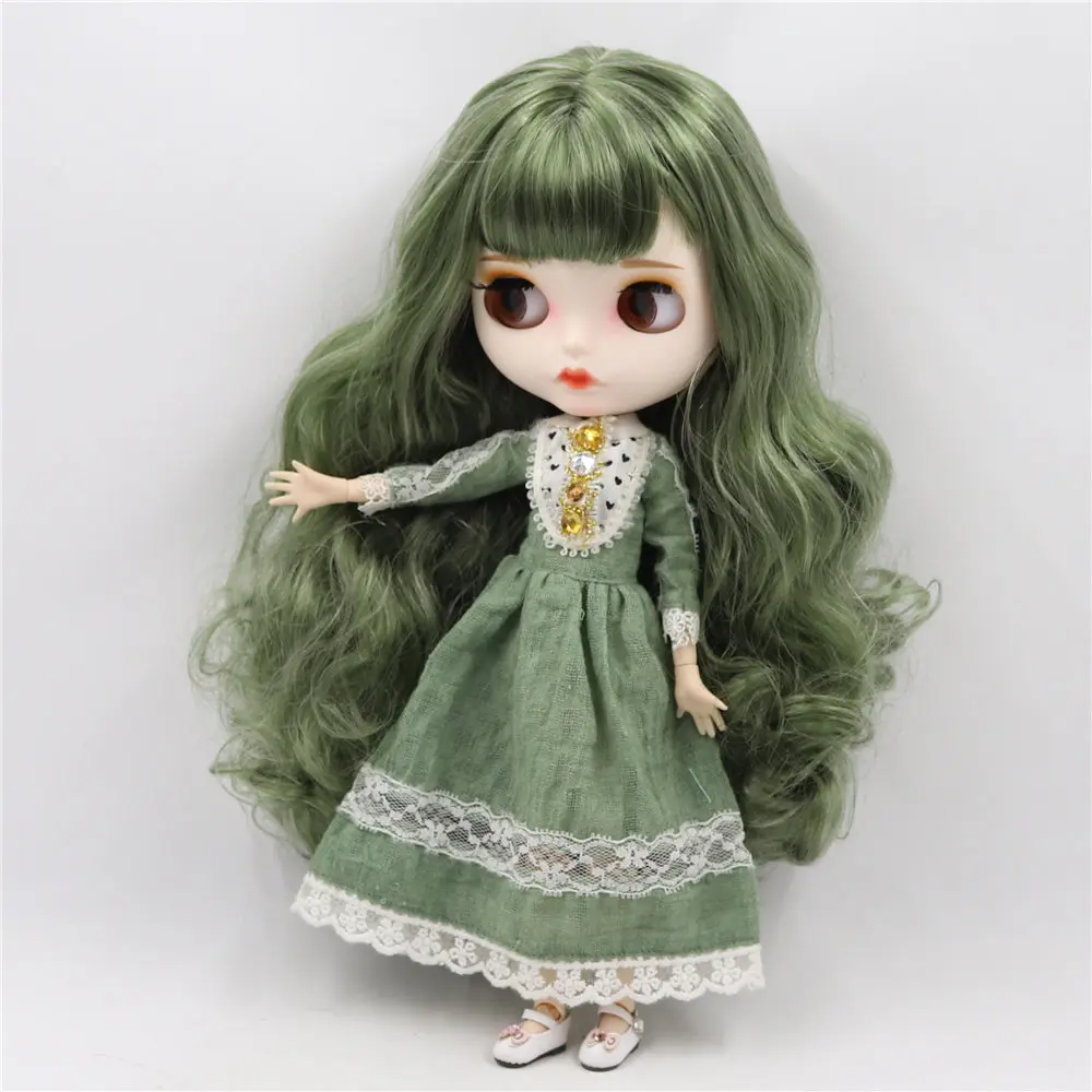 ICY DBS Blyth doll white skin joint body Green hair new matte face with eyebrows Lip gloss. No.BL4299/8800