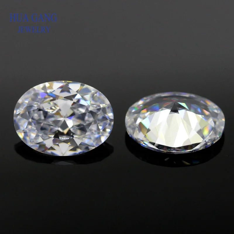 5A Oval Shape Cut  White CZ Stone Synthetic Gems Cubic Zirconia Beads For Jewelry Wholesale Size 2x3~18x25mm