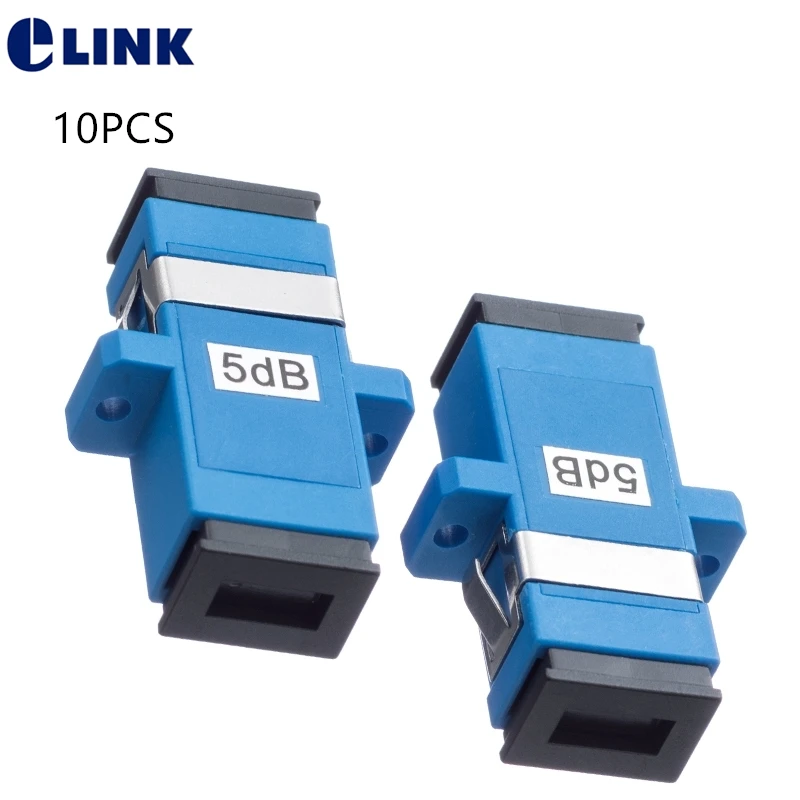 SC UPC optical attenuator 10PCS female to female FF fixed adapter type ftth fibra optica connector 2 3 5 7 10 15db blue SM