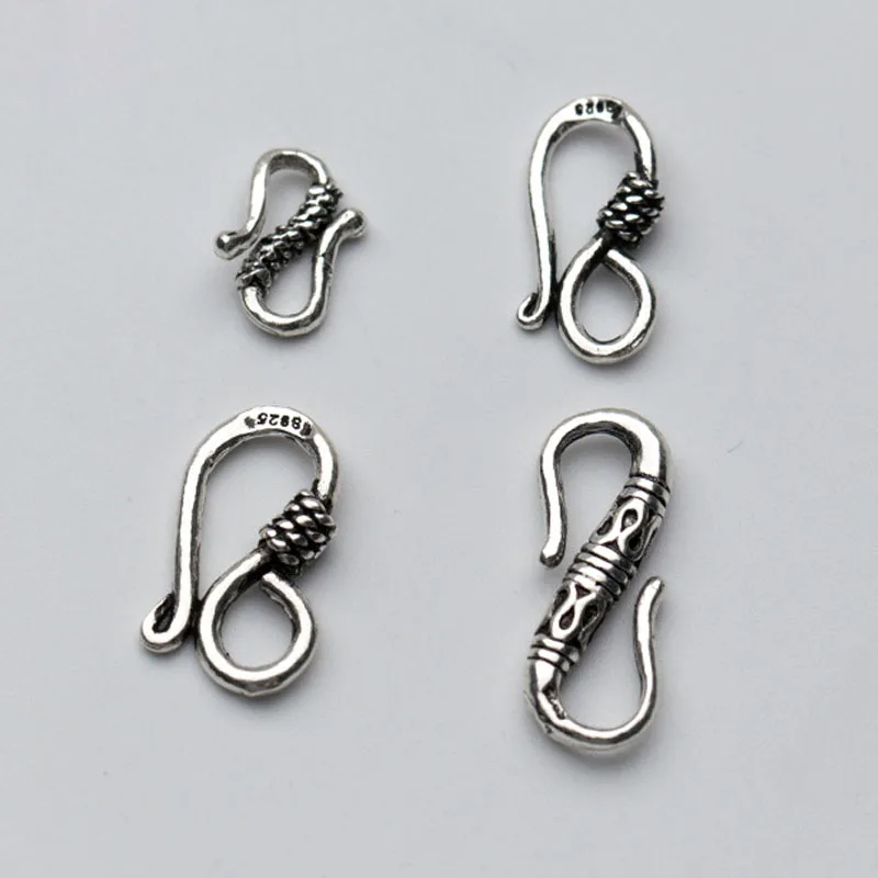 100% 925 Sterling Silver S Connection Clasps High Quality Multi Size Necklace Bracelets Clasp Hooks DIY Jewelry Making Charms