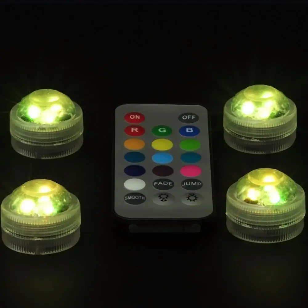 

Mini Battery Operated Waterproof LED Lights Underwater Tea Lights with Remote Controller for Wedding Decorations