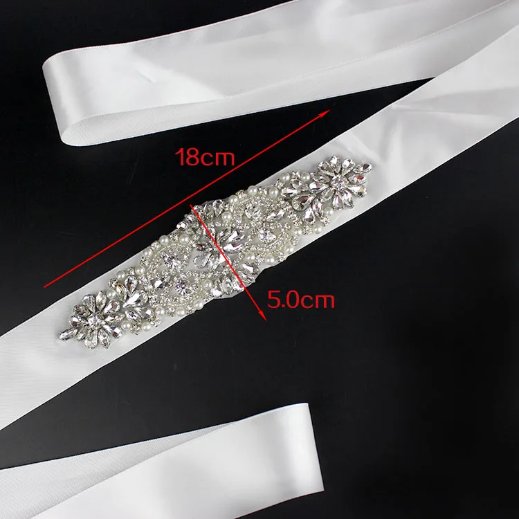 Gratis Verzending 2016 Vrouwen Mode Bruiloft Sjerpriem Crystal Rhinestone Pearl Bridal Sash Wedding Belt Sjerp Bruiloft Accessoires