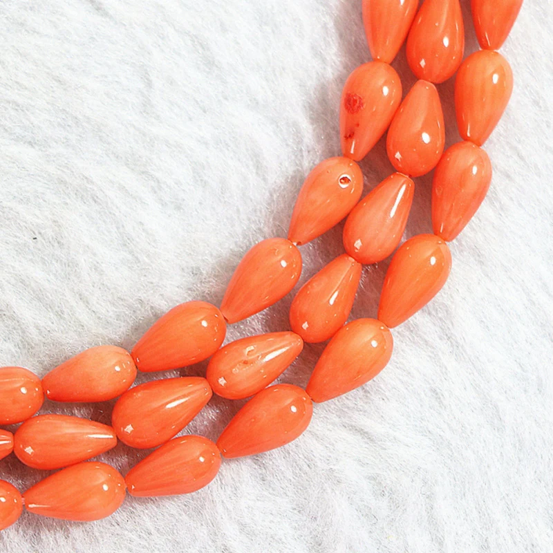 Free shipping high quality reddish orange coral 5*9mm teardrop waterdrop shape fashion loose beads jewelry making 15inch B657