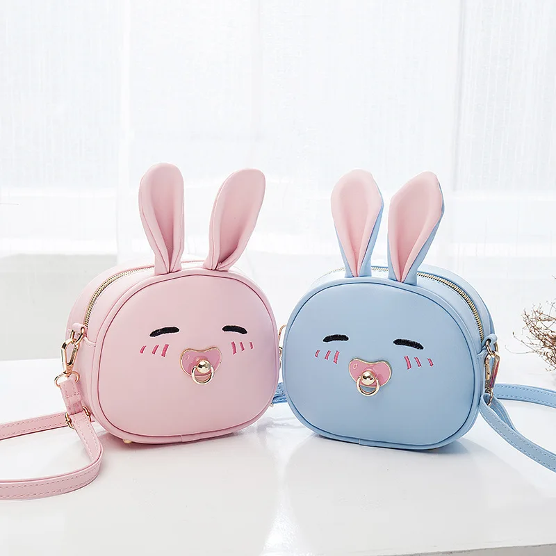 PU Leather Cartoon Rabbit Children Mini Handbag Kids Shoulder Crossbody Money Bag Women Pouch Carteira Feminina for Baby Girls