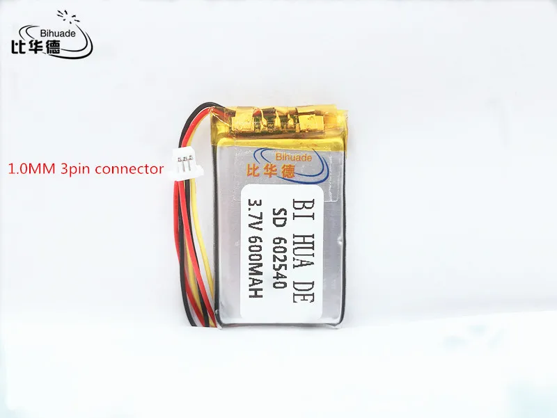 Li-po-batería recargable de polímero de litio para tacógrafo, batería de ion de litio de 602540 V, 2,2 Wh, 3,7 mAh, MP3, MP4, GPS, papago DVR, 600, 358