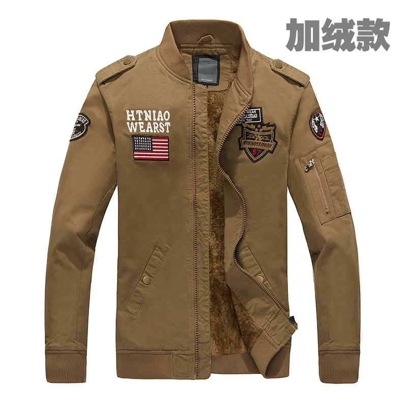 

High Quality Men USA Air Force One Military Army Style Jackets Coat Slim Fit Fleece Men's Winter Casual Keep Warm Jackets Coat