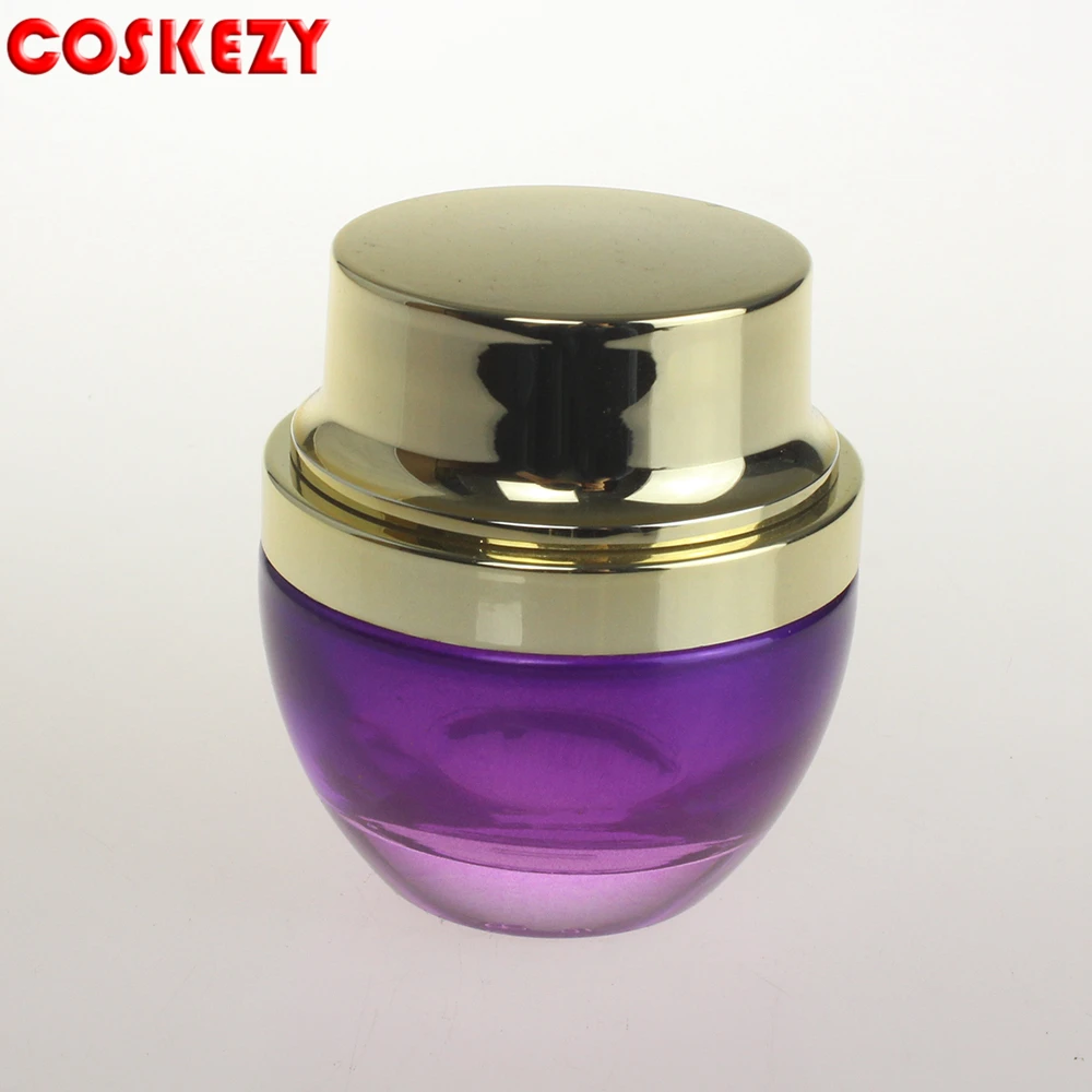 30g colorful glass cream jar with shiny silver and shiny golden Screw cap, 30ml glass container wholesale