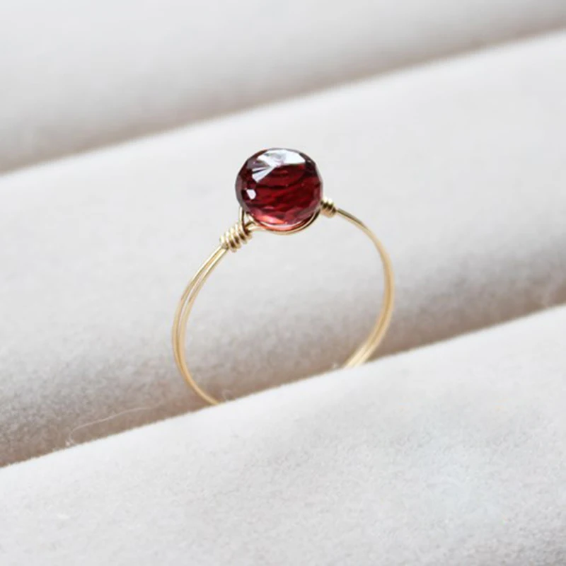 

Handmade Natural Garnet Rings Charms Jewelry 14K Gold Filled Ring Birthday Gift Anillos Mujer Bague Femme Rings For Women