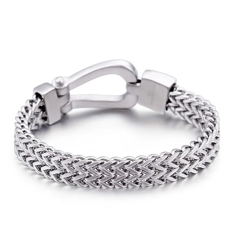 Stainless steel cast titanium steel bracelet Glossy simple buckle men's bracelet