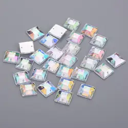 TPSMOC 10mm 12mm high quality Square Acryl Flatback Beads Sew On Rhinestones for Garment DIY Bag shoes accessories