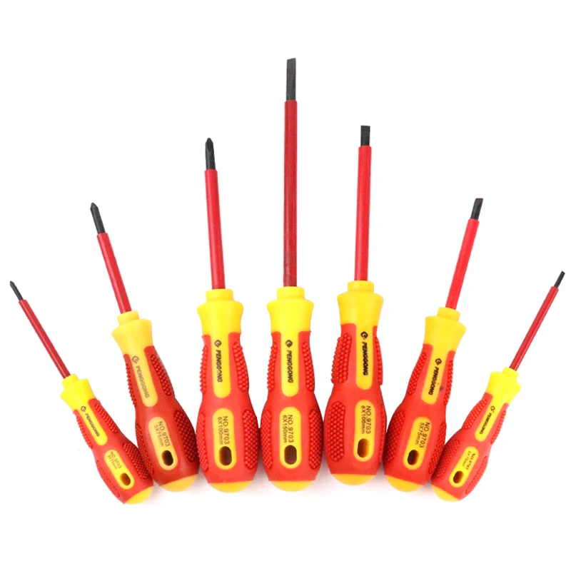 7pcs Insulated Screwdriver Set Magnetic Screwdriver Phillips Slotted Bits Withstand Voltage 1000V For Electrician Hand Tools