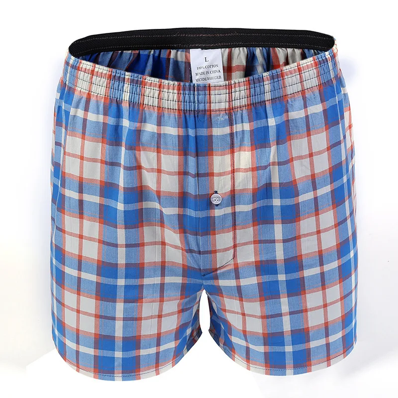 Boxer en coton pour hommes, sous-vêtements décontractés, culotte de sommeil, Plaid de qualité, ample, confortable, vêtements de maison, rayé, flèche