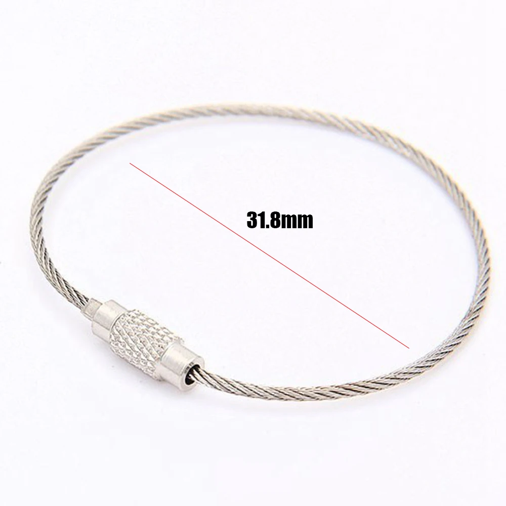 5/10Pcs 100mm EDC stainless steel wire key ring ring rope cable ring outdoor camp luggage tag screw lock small accessories