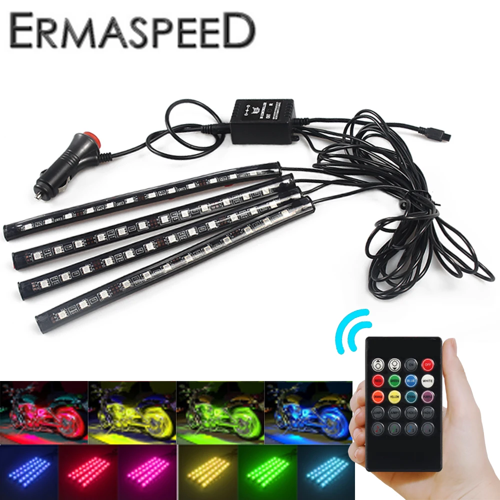 Motorcycle LED Atmosphere Light Neon Strip RGB Remote Voice Musical Control Glow Decorative Lamp Flexible Blinkers Flashers