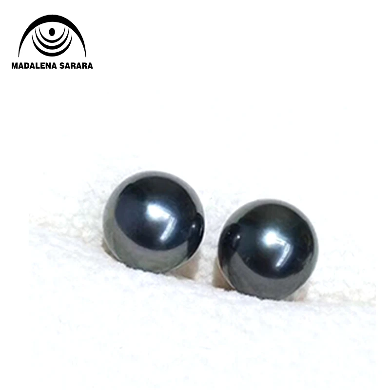 MADALENA SARARA  10mm-12mm Saltwater Tahiti Pearl Natural Black Color Loose Bead Little Blemish