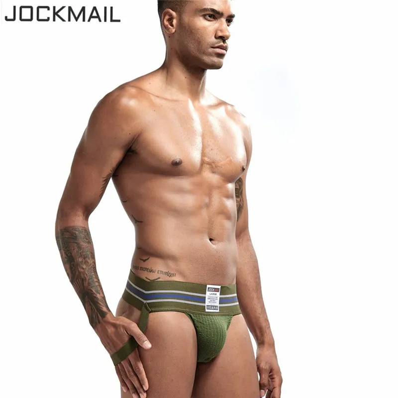 JOCKMAIL Mens thongs and g strings Wide Belt Breathable Elastic Big Bag Sports mens briefs jockstrap gay underwear tanga hombre