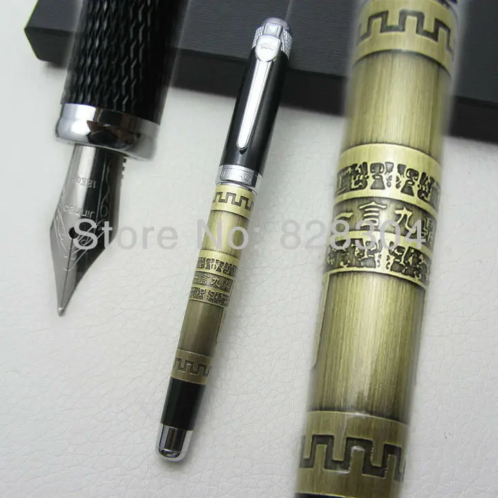 

jinhao high-quality classic ancient bronze tripod, and black high-grade medium nib fountain pen free shipping