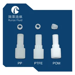 ¼-28 Flat Bottom Flangeless Fittings PTFE with Ferrules 1.6/2.0/2.5/3.0/3.2mm