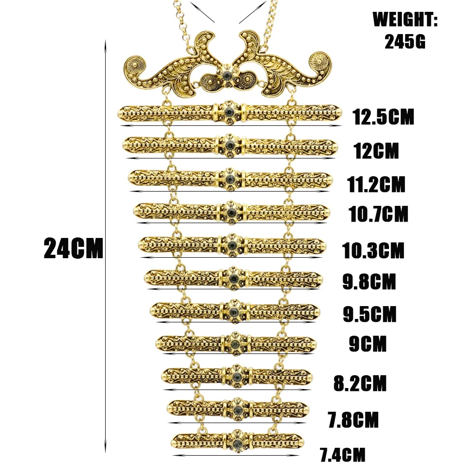 Sunspicems Retro Gold Silver Color Caucasus Women Breastplate Chest Chain Ethnic Bridal Jewelry Wedding Dress Accessories