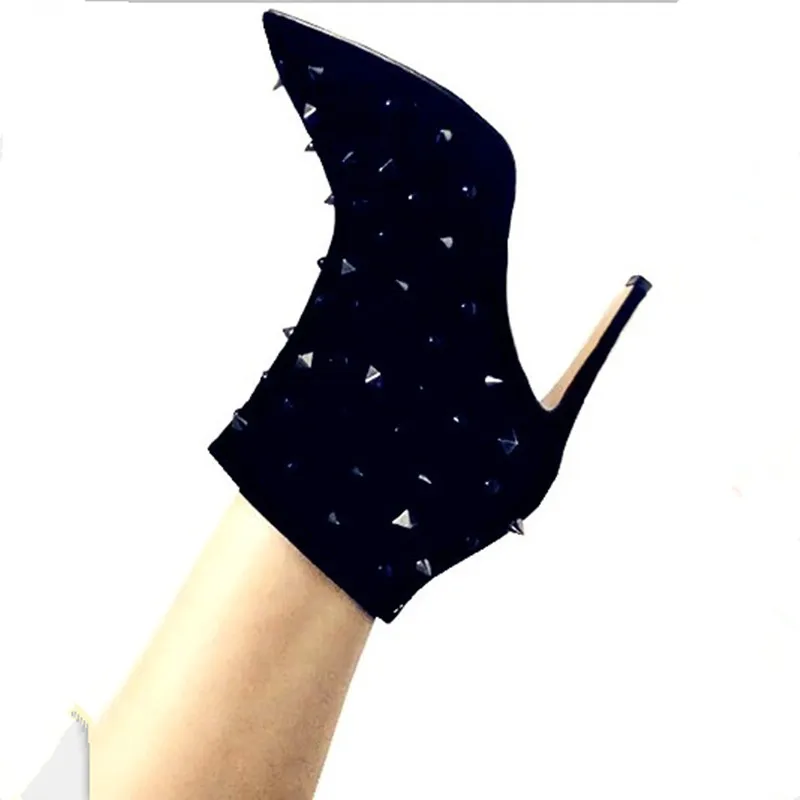 

Sestito New Fashion Women Sexy Rivets Spring Ankle Boots Ladies Side Zipper Pointed Toe Dress Boots Girls High Heels Shoes