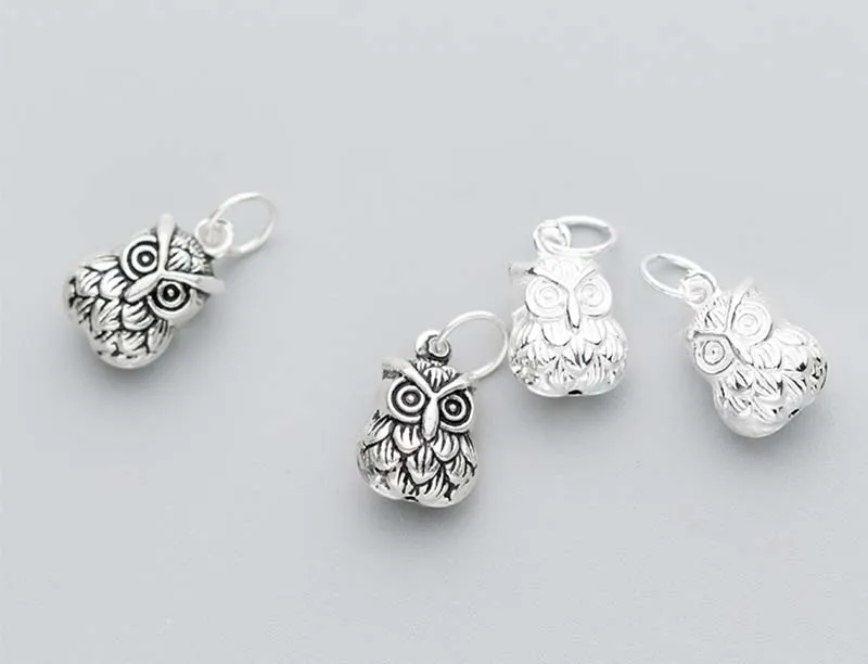 1pc/Lot 925 Sterling Silver Cute Owl Charms 14x9x7mm Women Men Jewelry Pendants DIY Bracelets&Necklace Jewelry Materials