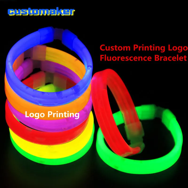 

Fluorescence Personalized Custom Wristbands, Flashing Bracelet, Neon Glow Stick, Logo Print, Wedding, Birthday Party Gift